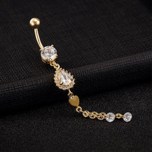 Rhinestone Dangle Chain Piercing Jewelry Navel Belly Button Bar Barbell Rings Body Jewelry  EF8