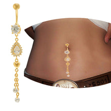 Rhinestone Dangle Chain Piercing Jewelry Navel Belly Button Bar Barbell Rings Body Jewelry  EF8