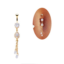 Rhinestone Dangle Chain Piercing Jewelry Navel Belly Button Bar Barbell Rings Body Jewelry  EF8
