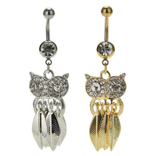 Rhinestone Owl Dangle Ball Barbell Bar Belly Button Navel Ring Body Piercing EF8