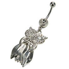 Rhinestone Owl Dangle Ball Barbell Bar Belly Button Navel Ring Body Piercing EF8