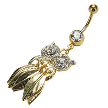 Rhinestone Owl Dangle Ball Barbell Bar Belly Button Navel Ring Body Piercing EF8