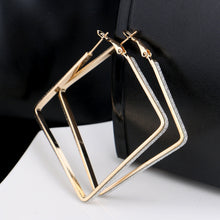 Rhombus Loop Big Circle Hoop Earrings for Women Lady Girls Jewelry Large Big Hoop Earrings EF8