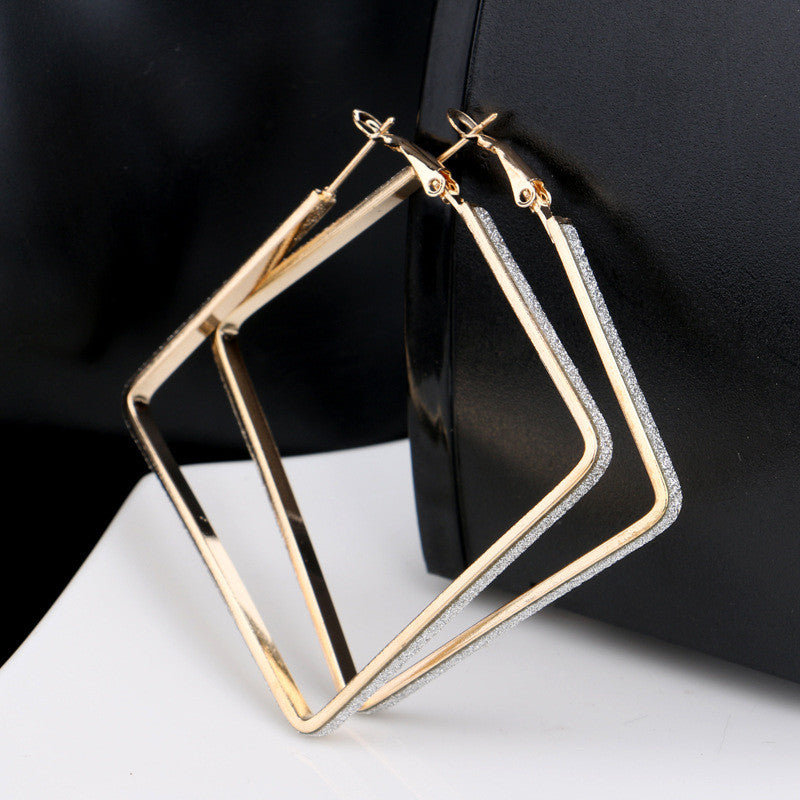 Rhombus Loop Big Circle Hoop Earrings for Women Lady Girls Jewelry Large Big Hoop Earrings EF8