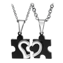 Romantic Men's Women's Couple Lovers Stainless Steel Love Heart Puzzle Necklaces   Pendants For Lover  EF8