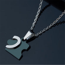 Romantic Men's Women's Couple Lovers Stainless Steel Love Heart Puzzle Necklaces   Pendants For Lover  EF8