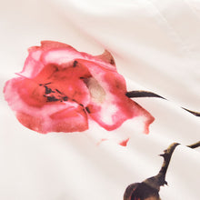 Rose Flower Printed Long Sleeve Blouse Women Turn Down Collar Chiffon Shirts White Big Size Women Clothes EF8