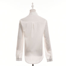 Rose Flower Printed Long Sleeve Blouse Women Turn Down Collar Chiffon Shirts White Big Size Women Clothes EF8