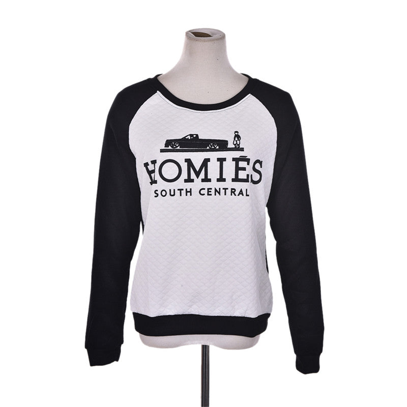 S-2XL White Black Women Pullover Long Sleeve Casual Sweatshirts Women Letter Clothing EF8