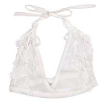 S-XL Sexy Halter Floral Lace Triangle Bra Bustier Sheer Bralette Unpadded Camis Crop Top For Women EF8