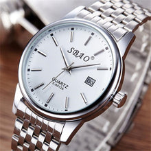 FashionS-A012A Women Men Business Stainless Steel Quartz Calendar Date Wristwatch Gift for Lovers relogio masculino EF8