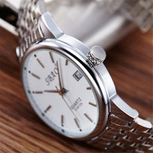 FashionS-A012A Women Men Business Stainless Steel Quartz Calendar Date Wristwatch Gift for Lovers relogio masculino EF8