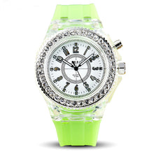 Fashion Ssilicone Diamond Watch LED LuminouColorfulLightWomen Ladies Quartz-Watch Clock Watch Relogio Masculino EF8