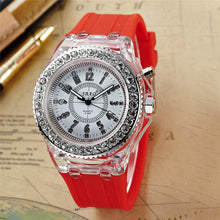 Fashion Ssilicone Diamond Watch LED LuminouColorfulLightWomen Ladies Quartz-Watch Clock Watch Relogio Masculino EF8