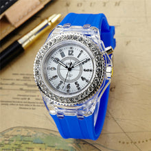 Fashion Ssilicone Diamond Watch LED LuminouColorfulLightWomen Ladies Quartz-Watch Clock Watch Relogio Masculino EF8