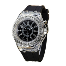 Fashion Ssilicone Diamond Watch LED LuminouColorfulLightWomen Ladies Quartz-Watch Clock Watch Relogio Masculino EF8