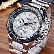 Luxury Men's Circular Dial 3 Movement Stainless Steel Strap Quartz Wrist Watch Business Quartz-Watch Relogio Masculino EF8