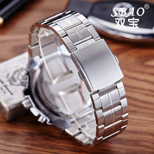Luxury Men's Circular Dial 3 Movement Stainless Steel Strap Quartz Wrist Watch Business Quartz-Watch Relogio Masculino EF8