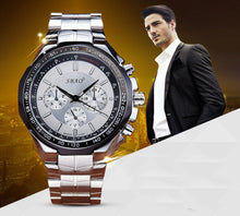 Luxury Men's Circular Dial 3 Movement Stainless Steel Strap Quartz Wrist Watch Business Quartz-Watch Relogio Masculino EF8