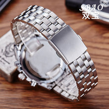 Luxury Men's Circular Dial 3 Movement Stainless Steel Strap Quartz Wrist Watch Men Business Quartz-Watch Relogio Masculino EF8