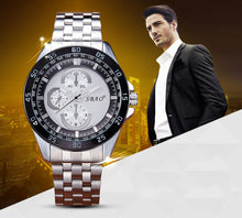Luxury Men's Circular Dial 3 Movement Stainless Steel Strap Quartz Wrist Watch Men Sports Quartz-Watch Relogio Masculino EF8