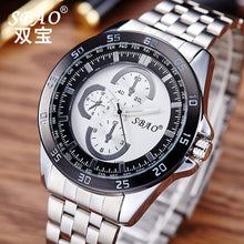 Luxury Men's Circular Dial 3 Movement Stainless Steel Strap Quartz Wrist Watch Men Sports Quartz-Watch Relogio Masculino EF8