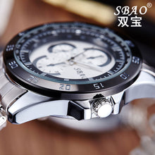 Luxury Men's Circular Dial 3 Movement Stainless Steel Strap Quartz Wrist Watch Men Sports Quartz-Watch Relogio Masculino EF8