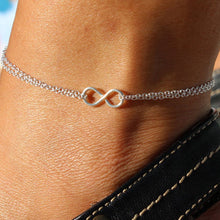 S al Beach Feet Jewelry Punk Rock Infinity Charm Ankle Women 8 Shape Pendant Silver Plated Double Chain Anklets Bracelet EF8