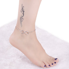 S al Beach Feet Jewelry Punk Rock Infinity Charm Ankle Women 8 Shape Pendant Silver Plated Double Chain Anklets Bracelet EF8