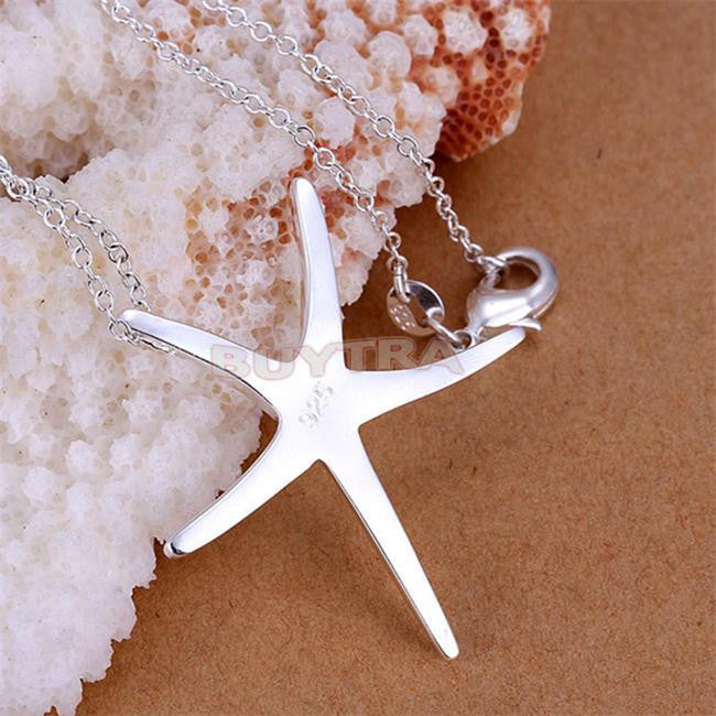 Sea Star Women Pendant Necklace Elegant Brief Silver Plated Starfish Women 18in Jewelry Gifts For Lady EF8