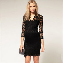 exy Womens dress Package hip Lace V-neck Slim Dress white and black causal EF8