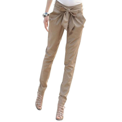 Office Lady Elegant Long Trousers Women Skinny Long Trousers OL Casual Bow Knot Harem Slim Comfy Pants EF8