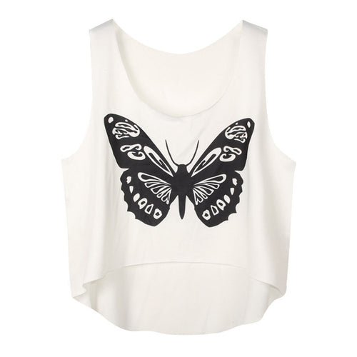 Casual Women Cartoon Crop T-Shirt Emoji Tank Top VBlouse Sleeveless EF8