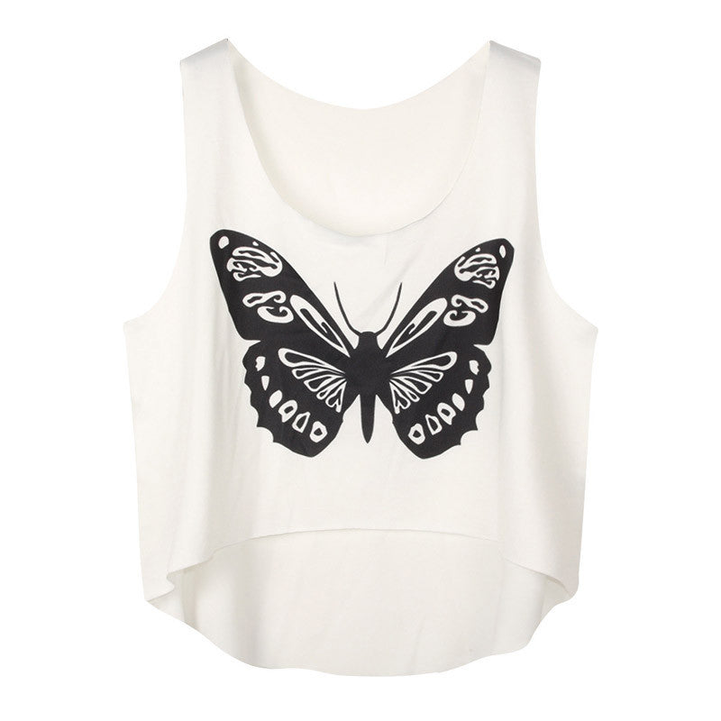 Casual Women Cartoon Crop T-Shirt Emoji Tank Top VBlouse Sleeveless EF8