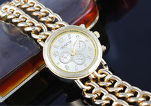 Fashion Womens Cowboy Chain Stainless Steel BandDress Quartz WristWatch Bangle Bracelet Relojes EF8