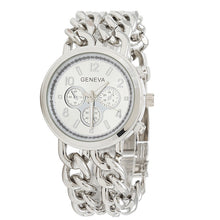 Fashion Womens Cowboy Chain Stainless Steel BandDress Quartz WristWatch Bangle Bracelet Relojes EF8