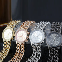 Fashion Womens Cowboy Chain Stainless Steel BandDress Quartz WristWatch Bangle Bracelet Relojes EF8