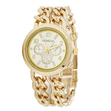Fashion Womens Cowboy Chain Stainless Steel BandDress Quartz WristWatch Bangle Bracelet Relojes EF8