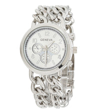 Fashion Womens Cowboy Chain Stainless Steel BandDress Quartz WristWatch Bangle Bracelet Relojes EF8