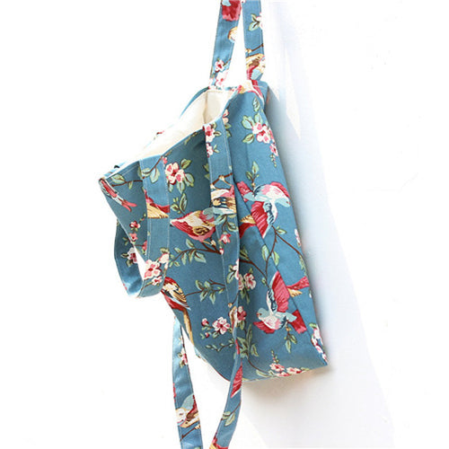 Fashion Vintagewomen's handbag Birdsflowers Printed large canvas tote beach shoulder bag EF8