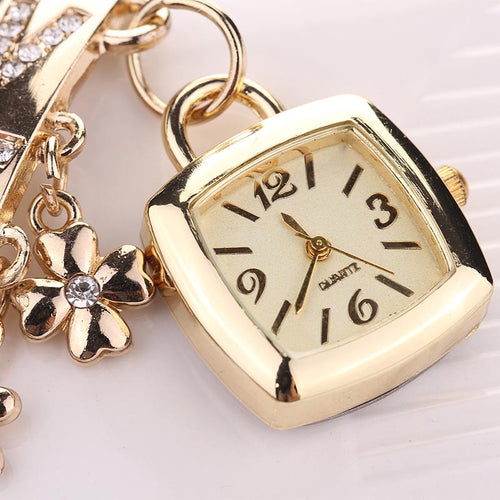 Fashion Women Love Rhinestone Chain Bracelet Wrist Watch Square Watch EF8