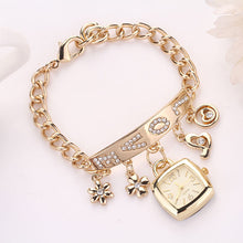 Fashion Women Love Rhinestone Chain Bracelet Wrist Watch Square Watch EF8