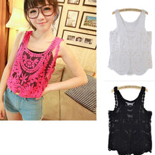 Lace Sleeveless Crochet Knit Vintage Women VTank Top Shirt Sexy EF8
