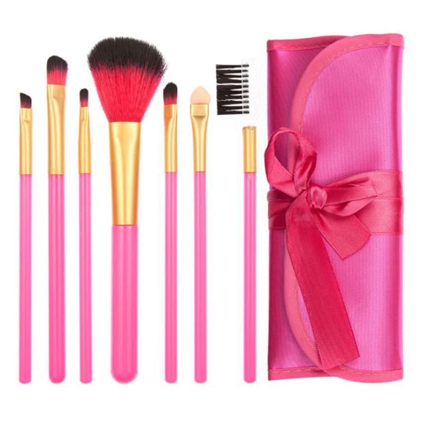 7pc Women Girl Professional Pink Makeup Brush Sets For Powder Eye Shadow Make Up Tools Kit EF8