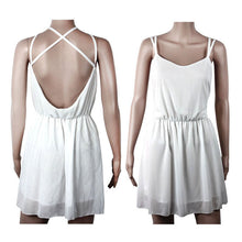 Sexy Backless Cross Sleeveless Women Femme Chiffon Beach Dress Plus Size Mini Dress EF8