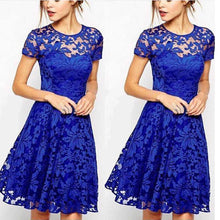 Fashion Black Blue Sexy Women's Ladies Floral vestido Lace Dress Short Sleeve Bodycon longos Dress Freeship EF8