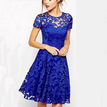 Fashion Black Blue Sexy Women's Ladies Floral vestido Lace Dress Short Sleeve Bodycon longos Dress Freeship EF8