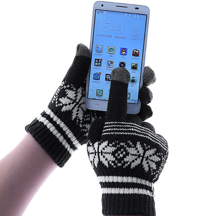 Fashion Women Screen Knit Cotton Warm Gloves EF8