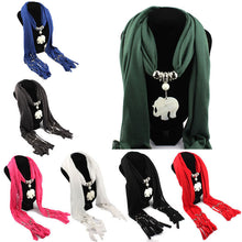 Necklace Scarves Elephants Pendant Jewelry Tassels Scarf Shawl Wrap EF8