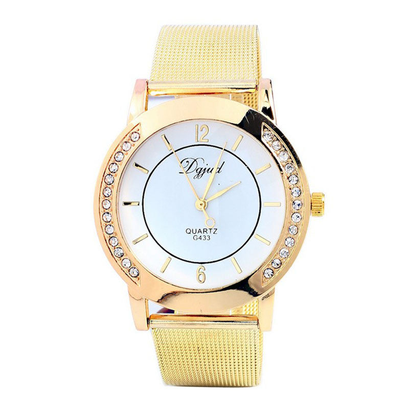 Classic Women's Fashion Numeral Quartz Wrist Watch Dress Watch Gold EF8